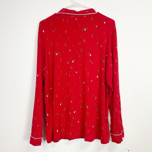 Eberjey Sleep Shirt Womens XL Red Button Front Loungewear Gisele Ski NWT NEW - Picture 3 of 10